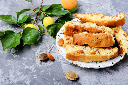 Variety of biscotti - cantucci, cantuccini, kind of biscuit, with the addition of almonds and dried fruitsの写真素材