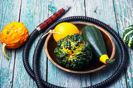 East shisha hookah with aroma pumpkin for relax.Pumpkin shishaの写真素材