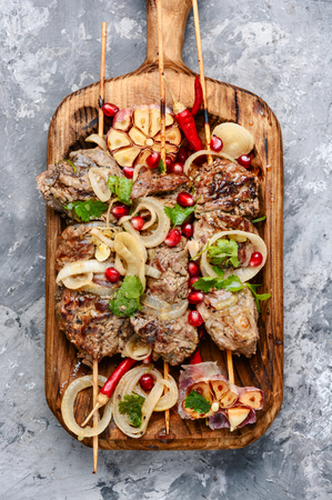 Beef shish kebab.Dishes of oriental cuisine.Eastern foodの写真素材