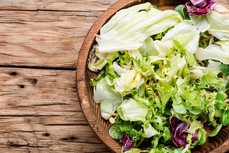 Fresh salad plate with mixed greens.Healthy foodの写真素材