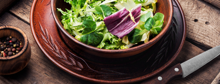 Fresh salad plate with mixed greens.Healthy foodの写真素材