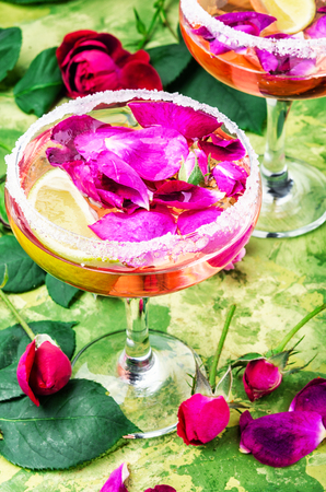 Home alcoholic drink from tea roseの写真素材
