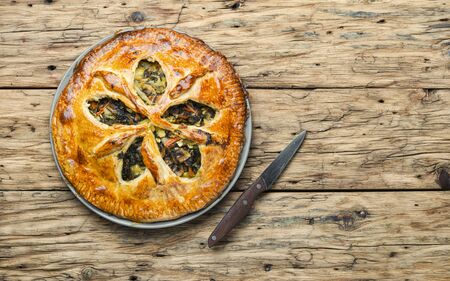 Rustic vegetable pie.の写真素材