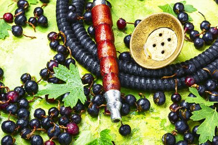 Asia kalian.Hookah with currant flavor.Smoking berry tobacco.Shishaの写真素材