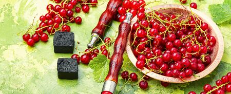 Asia kalian.Hookah with red currant flavor.Smoking berry tobacco.Shishaの写真素材