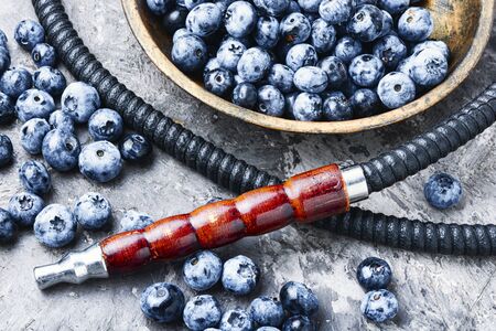 Tobacco hookah.Shisha mouthpiece and parts for the smoking hookah.Kalian with blueberries.Berry...