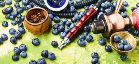 Asia kalian.Hookah with bilberry flavor.Smoking berry tobacco.Shishaの写真素材