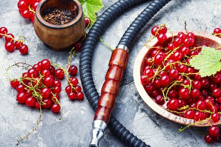 Egyptian kalian.Hookah with red currant flavor.Smoking berry tobacco.Nargile