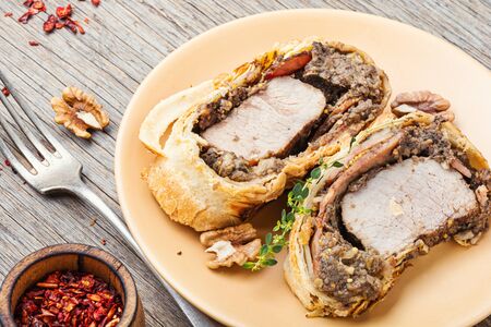 Beef Wellington,beef tenderloin festive meat dish.English cuisineの写真素材