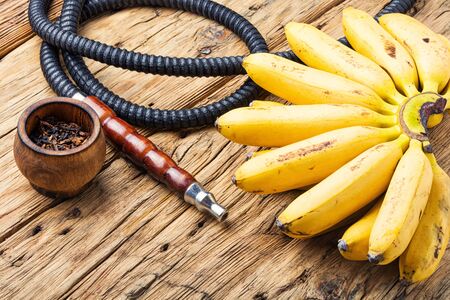 Tobacco shisha with banana aroma.Kalian with bananaの写真素材