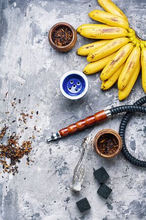 Tobacco shisha with banana aroma.Kalian with bananaの写真素材