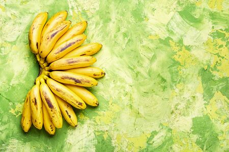 A bunch of ripe bananas.Space for textの写真素材