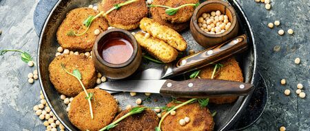 Vegetable cutlets made from green peas.Healthy nutrition.