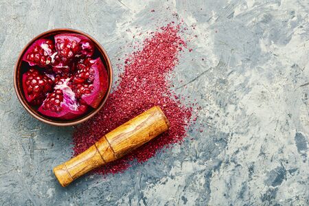 Fragrant spice made from pomegranate or turkish seasoning.の写真素材