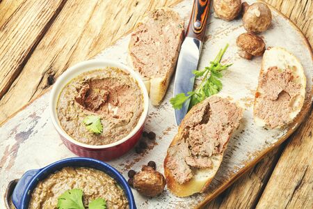 Appetizing liver pate of beef on bruschettaの素材 [FY310148593901]