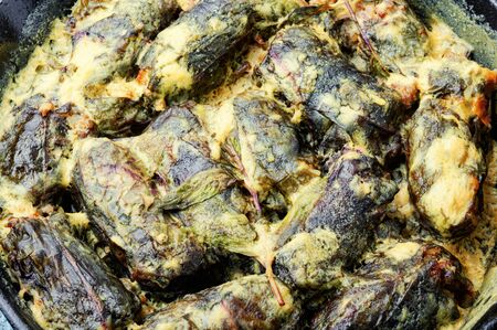 Dolma or sarma,stuffed sorrel leaves with rice and meat.Oriental cuisine