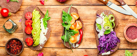 Vegetable tacos or tortilla with fresh vegetablesの写真素材