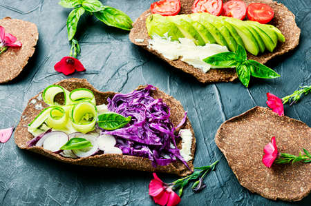 Vegan tortilla wrap roll with vegetables. Healthy food