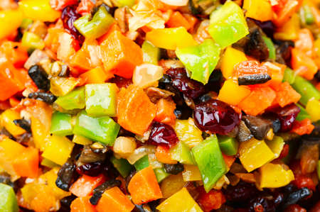 Delicious vegetable saute or stew. Stewed vegetables on a plate.Food backgroundの写真素材