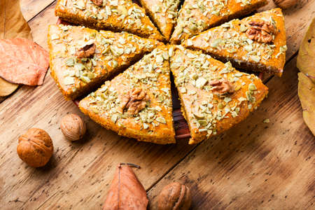 Traditional pumpkin buns or autumn pie. Scones with pumpkinの写真素材