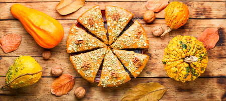 Traditional pumpkin buns or autumn pie. Pumpkin scones.の写真素材