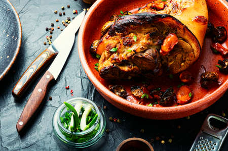 German cuisine meat dish of pork leg and pork knuckle.の写真素材