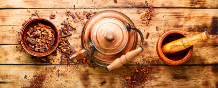 Root and rhizomes Rubia tinctorum in herbal medicineの写真素材