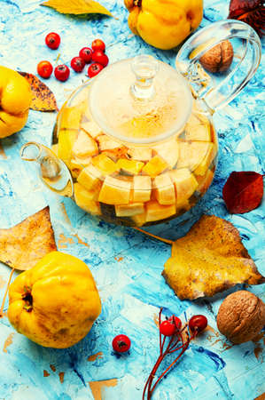 Homemade delicious fruit tea from autumn quince.の写真素材