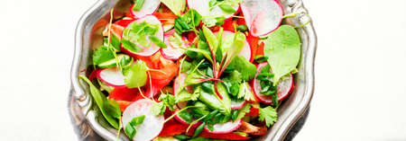 Healthy vegetable salad made from radish,pepper,cabbage and greensの写真素材