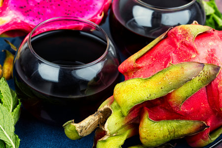 Pitaya Juice. Dragon Fruit Juice with Dragon Fruit, Fresh Juices. Food backgroundの写真素材