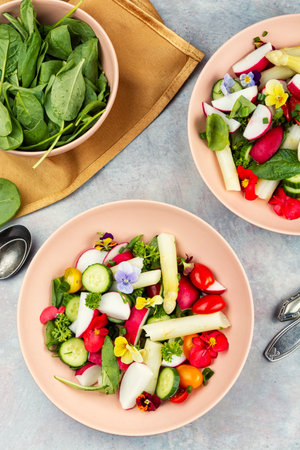Healthy vegan lunch,diet concepts, asparagus saladの写真素材