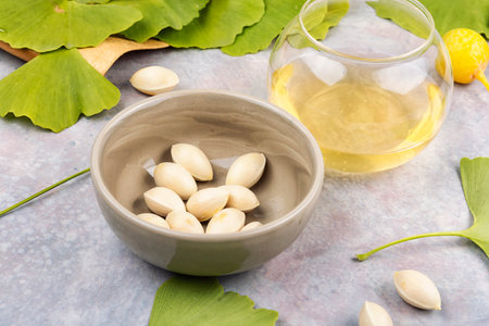 Ginkgo biloba seeds and leaves, herbal medicine, alternative medicine.