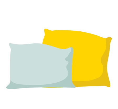 Colorful pillows isolated on white background - vector illustration. Comfortable bed pillow isolated. Vector bedding fabric pillow isolated.のイラスト素材