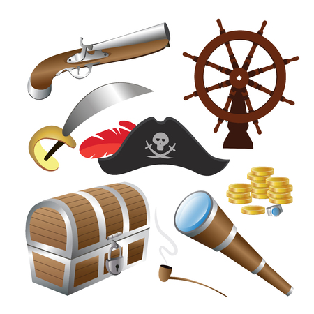 A vector illustration of pirate icon setsのイラスト素材