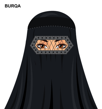 Vector burqa style, beautiful arabic muslim woman in burqa - Illustration isolated icon avatarのイラスト素材