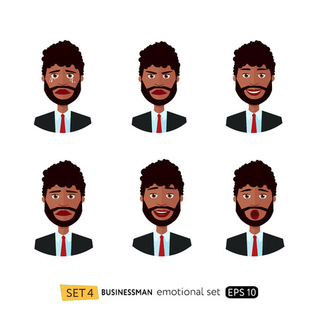 Glad happy african american business man showing thumbs up cartoon vector iのイラスト素材