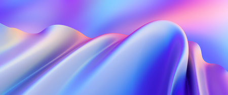 Cloth fabric gradient waves abstract background. Iridescent chrome wavy surface. Liquid surface,...