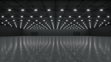 3D render of empty exhibition space. backdrop for exhibitions and events. Tile floor. Marketing mockup.の写真素材