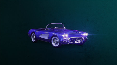 vintage retro car poster. Grungy style 3d illustration