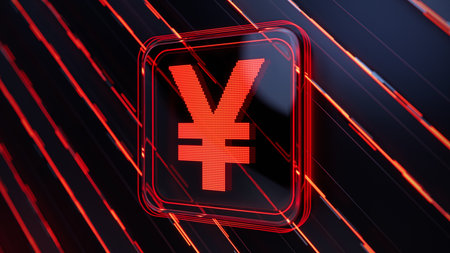 Yen or yuan sign. currency icon. money. Exchange rate display board. 3d illustration.の写真素材