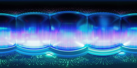 HDRI. Space and glowing neon effect. Full spherical panorama 360 degrees. Modern hi-tech, science,...