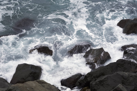 Storm  Waves and sea foam の写真素材