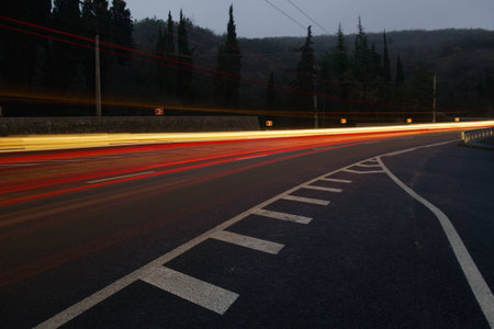 Night roadの写真素材