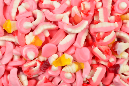 Assorted gummy candies. Top view. Jelly  sweets.の写真素材