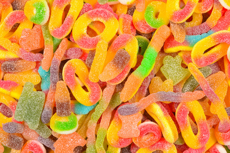 Assorted gummy candies. Top view. Jelly  sweets.の写真素材