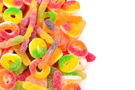 Assorted gummy candies. Top view. Jelly  sweets.の写真素材