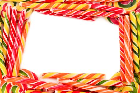 Colorful candies background. Lollipop. Top view.の写真素材