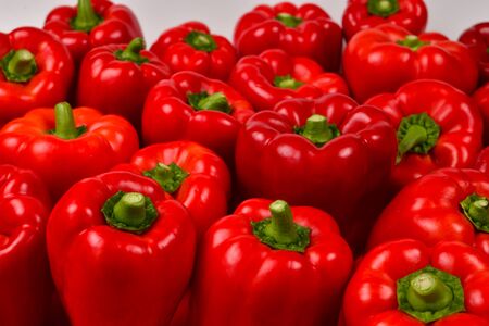 Fresh red bell pepper background. の写真素材