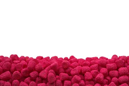 Pink juicy jelly sweets isolated on white. 
