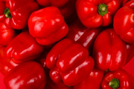 Fresh red bell pepper background.の写真素材